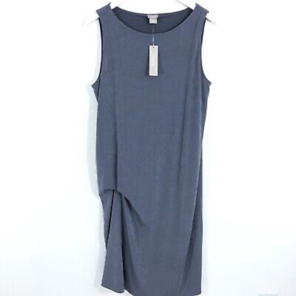 NEW Chicos Travelers Drape Front Dress Gray Stretch Sleeveless Womens XL